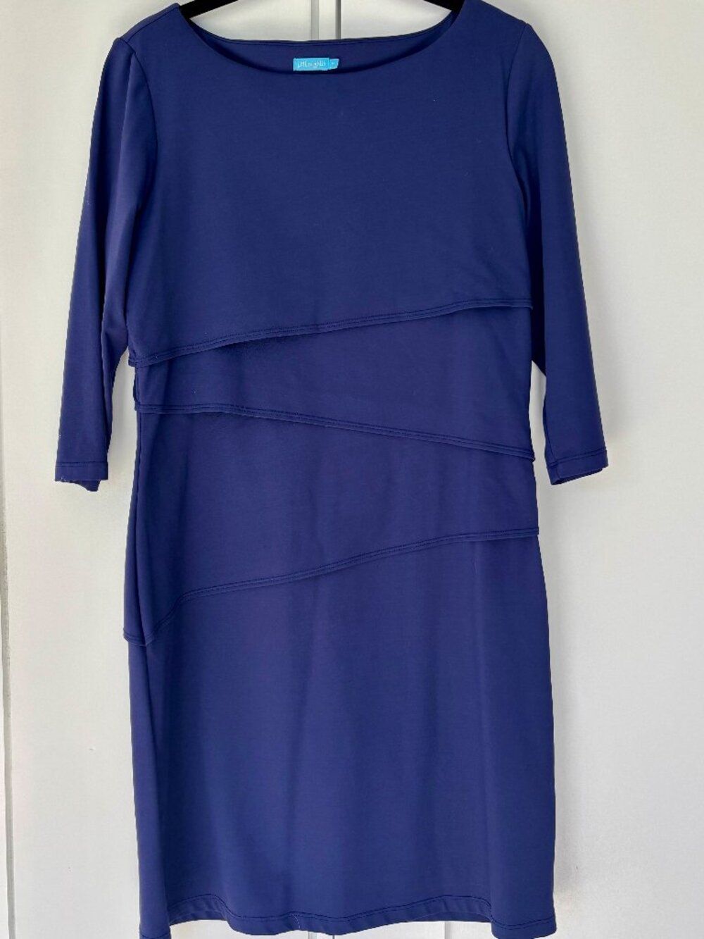 J.McLaughlin Catalina Cloth Dress Navy Medium Sheath Preppy Workwear
